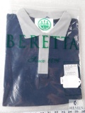 New Beretta Men's Silver Pigeon & PP Polo Navy & Silver Shirt Sz Large