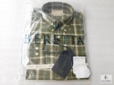 New Beretta Mens Drip Dry Shirt Green & Beige Check Sz Medium