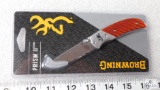 New Browning Prism II Stainless Blade Folder Pocket Knife with Belt Clip