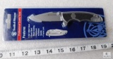 New Smith & Wesson Steel & Aluminum Folder Pocket Knife with Belt Clip