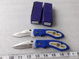 Lot of 2 New Blue Firefighter Folder Pocket Knives