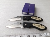 Lot of 2 New Black Firefighter Folder Pocket Knives