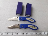Lot of 2 New Blue Firefighter Folder Pocket Knives