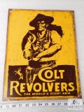 Colt Revolvers tin advertising sign