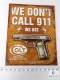 Colt firearms tin advertising sign