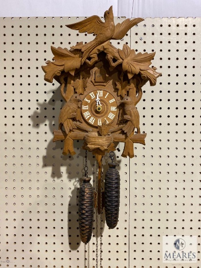 Schatz 8-Day Small Carved Wooden German Cuckoo Clock