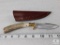 New stag handled fixed blade skinner with leather sheath