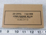 20 rounds Lake City M118 7.62x51 long range ammunition