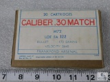 20 rounds M72 30-06 Match ammo, 173 grain bullet