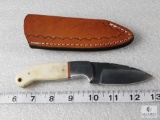 New Fixed Blade Knife Bone Handled Skinner with Leather Sheath