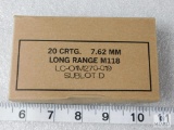 20 rounds Lake City M118 7.62x51 long range ammunition