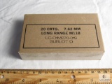20 rounds Lake City M118 7.62x51 long range ammunition