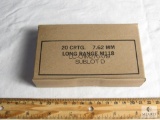 20 rounds Lake City M118 7.62x51 long range ammunition