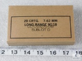 20 rounds Lake City M118 7.62x51 long range ammunition