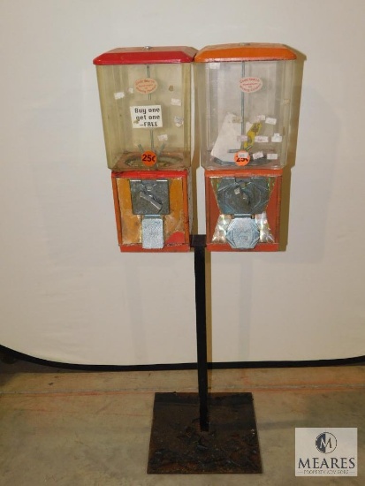 Vintage Double Gumball Vending Machine with Stand