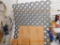 Lot of Four Pieces of Plastic Gray Lattice and Assorted Scrap Plywood Boards