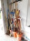 Large Lot of Yard Tools - Shovels, Hoes, Brushes, Pick Axe and More