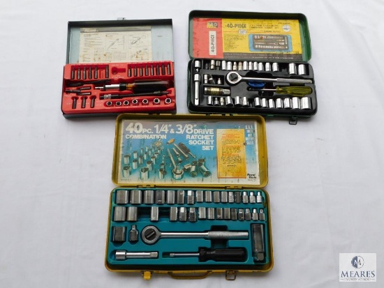 Lot of Two Ratchet Socket Sets and One Ratchet Driver Set