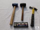 Two Rubber Mallets, Stanley 15-Ounce Hammer, and Universal Tapping Block