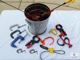 Lot of C-Clamps, Other Assorted Clamps, and Cable Clips