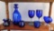Lot of 7: Cobalt Blue Glass Decorations