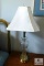 Cut Glass Table Lamp with White Square Shade