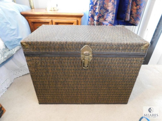 Wicker and Wood Storage Chest