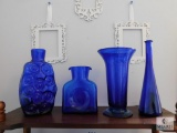 Lot of 4: Cobalt Blue Glass Vases