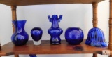 Lot of 5: Cobalt Blue Glass Decorations