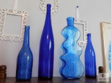 Lot of 4: Tall Cobalt Blue Glass Decorations
