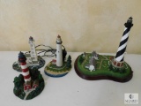 Lot of 4: Decorative Lighthouses Danbury Mint - One Lights Up