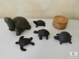 Lot of 5: Turtles - Cement, Resin, and Cast Iron + Wood Coasters