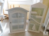 Lot of 2: Wood and Glass Trinket Wall Shelves with Glass-Front Doors