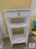 White Wood Side or Accent Table with Single Drawer