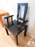 Contemporary Style Wood Chair with Metal Brackets