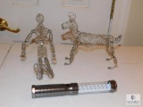 Lot of 2: Wire Posable Figurines (Man and Dog) and Flashlight
