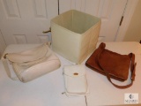 Lot of 3: Ladies Leather Purses - Coach & Nine West in Foldable Storage box