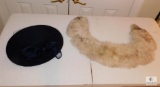 Lot Ladies Hat - Doeskin Felt Bolleman Hat Co and Real Fur Shaw