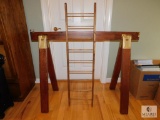 Wood Sawhorse with Brass Accents - Used for Clothes Rack with Small Wood Decorative Ladder