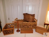 Lot of Assorted Wood and Wicker Baskets & Trinket Boxes