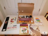 Lot of Chinese Brush Art Supplies, Paper, Wood Kit, and books