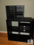 Lot - Wood Storage Cube Organizer, Paper Sorter, and (3) Paper Boxes