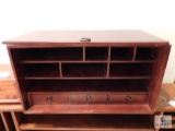 Wood Desk Top Organizer with (3) Drawers- Front lid needs new hinges