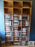 Wood (DIY type) Shelf and Large Lot of Assorted DVD Movies