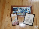Lot of 3: Framed Art - Paris Collage with Coins & London Clock Art Print