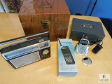 Lot Tin File Box, Cash Bo, Keychains, Vintage Radio, Scanner & Emergency Monitor