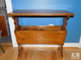 Oak Wood Side / Hall Table with Magazine Rack