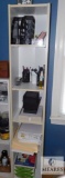 DIY-type White Bookshelf with Assorted Office Supplies