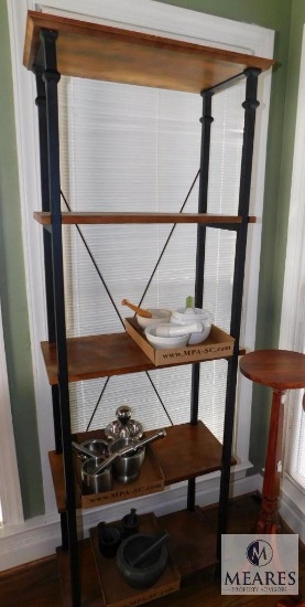 Five-Tier Display Shelf Wood and Black Metal