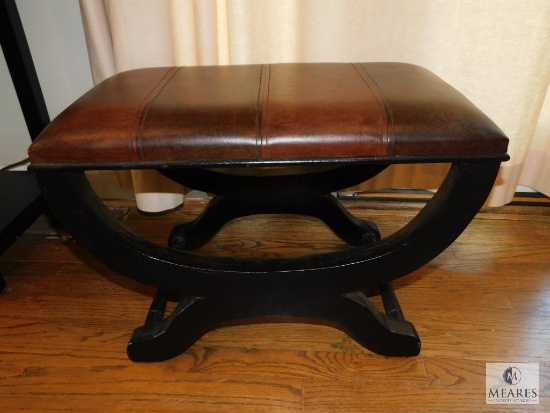 Cushion-top Stool with Wooden Base